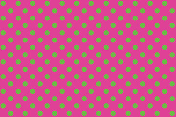 Green colour polka dots pattern over Maroon colour useful as a background. © Pisan