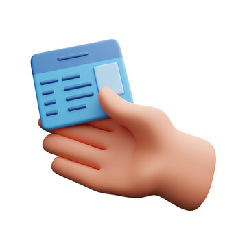 Hand Holding Identification Card 3d illustration