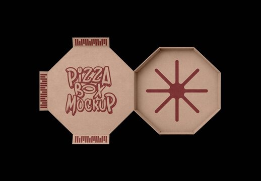 Octagonal Pizza Box Mockup