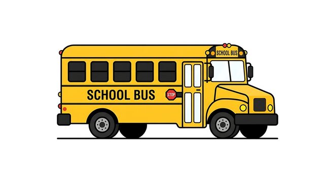 Yellow school bus icon. Vector illustration of a classic student transport vehicle.