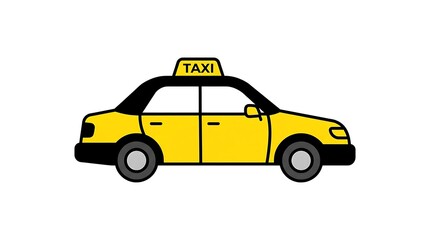 Fototapeta premium Yellow taxi car icon. Simple vector illustration of a city cab vehicle.