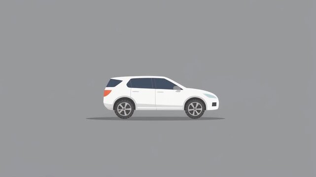 Vector illustration of a modern white SUV car in side view isolated on a gray background for transportation and automotive concepts