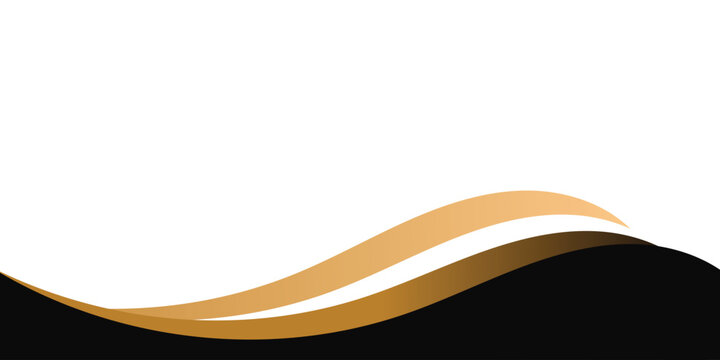 Modern abstract luxury gold and black wave footer border vector illustration isolated on white background.