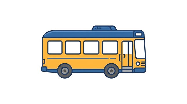 Yellow school bus icon. Simple flat vector illustration of a public transport vehicle.