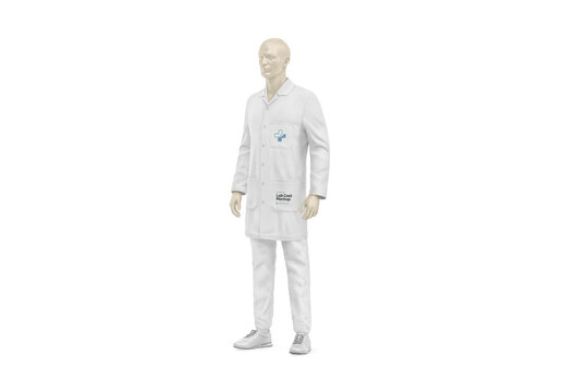 Lab Suit Half Side View Mockup Template for Corporate Identity and Advertising