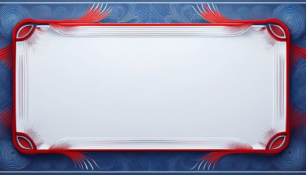 red white and blue border frame on a blank background a white square shape with a red thin line