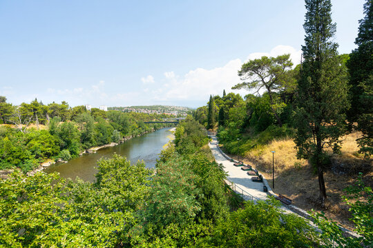 Moraca river in Podgorica, Montenegro