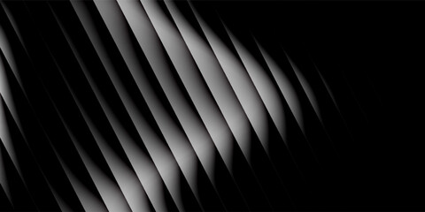 Abstract monochrome artwork featuring a dynamic wave pattern in grayscale tones, creating a striking visual effect against a dark background. © andi