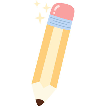 Pencil with Eraser and Sparkles illustration