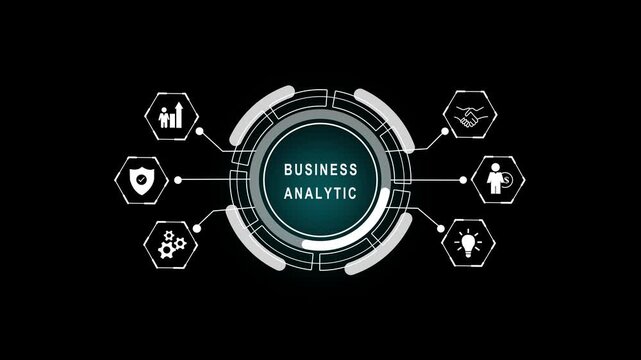 Business plan drives startup strategy. Business innovation powers future growth. Futuristic circular interface displays the words business plan in glowing white text against icon
