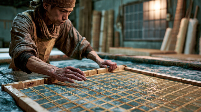 Traditional Japanese Craftsmanship: The Art of Handmade Paper Making with Natural Materials and Heritage Techniques