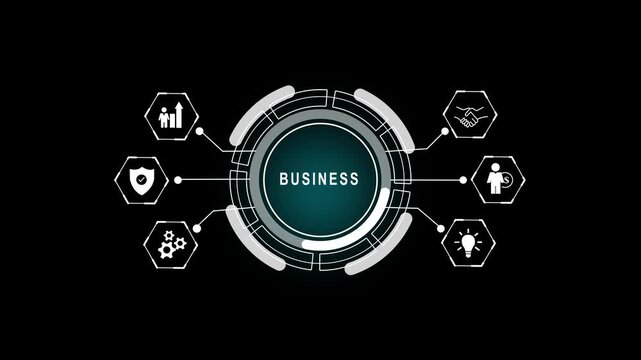 Modern corporate technology HUD interface presenting the concept of business modernization and digital growth
