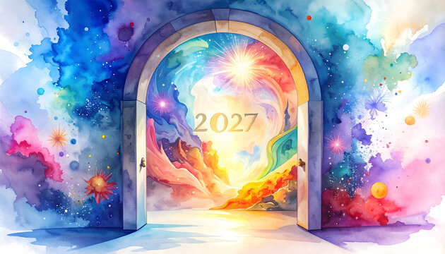 Magical firefly illuminating a colorful portal. Fantasy scene with glowing light and vibrant hues.