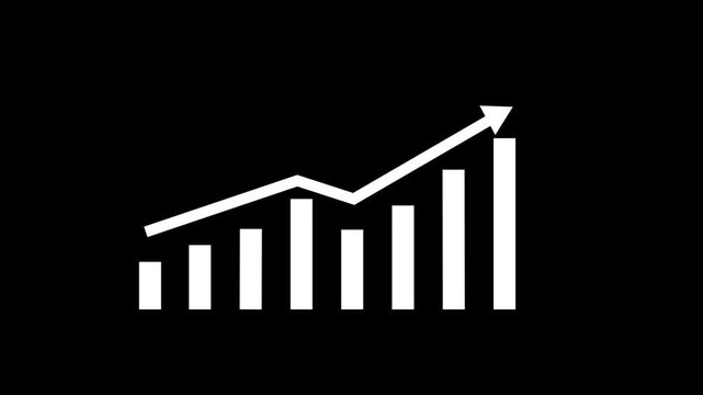 Modern digital business analytics featuring an upward-trending bar chart with a dynamic growth arrow and subtle dotted performance line, representing increasing revenue, financial prosperity, data-dri