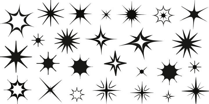Black Starburst Collection Vector Illustration With White Background