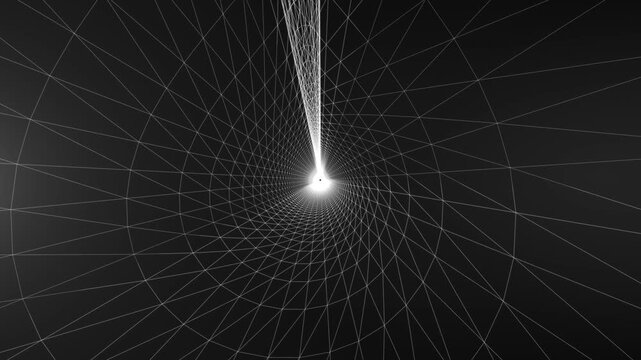 Abstract wireframe tunnel. Technological background