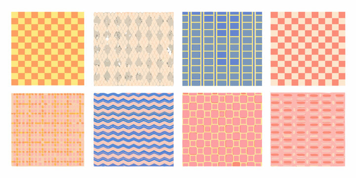 Assorted geometric patterns on a white background vector swatches