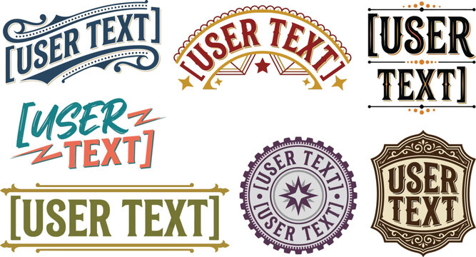 Vintage typography designs for labels and logos with customizable user text