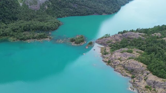 Drone View of Historic Lovatnet and Ramnefjellet in Loen, Norway