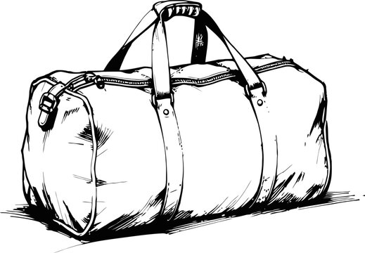 Classic duffel bag illustration vintage sport travel carryall with handles and zipper