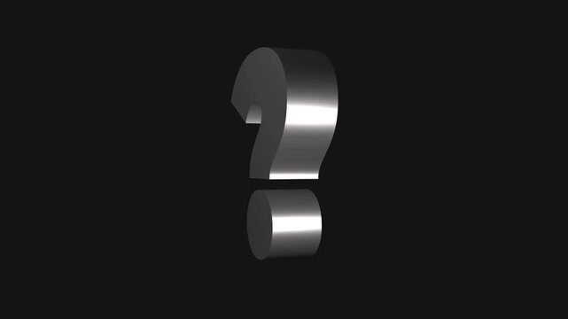 Silver 3D question mark on a black background