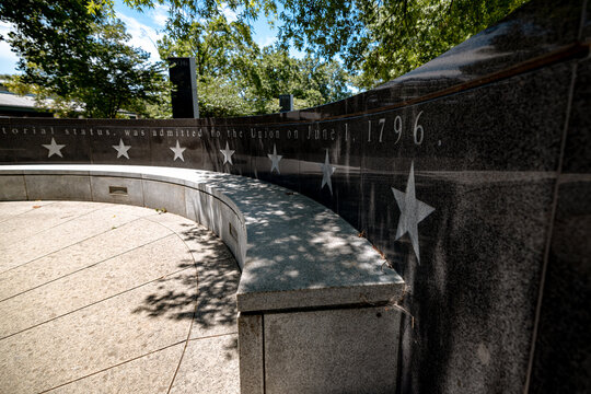 Nashville, Tennessee - June 5, 2026: Pathway and monuments in Bicentennial Capitol Mall State Park in Nashville, Tennessee, USA.