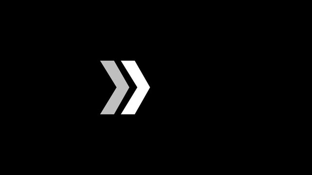 Right-directional arrow loop animation. Arrow moving right on black background. Animated arrows for the overlay video, 4k motion graphic animation.