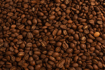 Obraz premium Coffee beans on a white background. Coffee beans texture.
