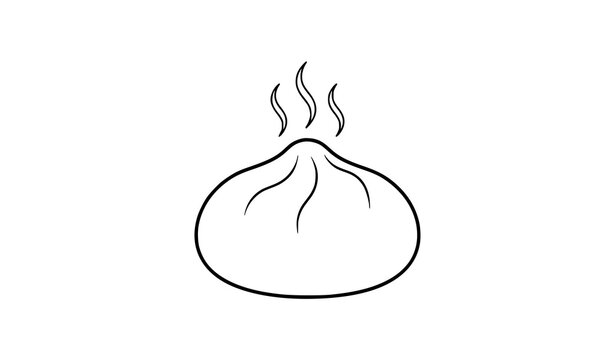 Steamed Bao Bun Black and White Vector Icon