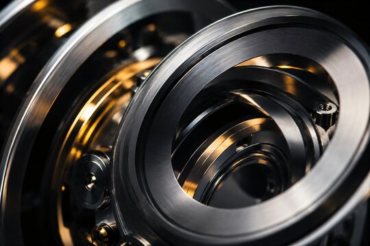 Polished titanium mechanical rings in luxury industrial engineering