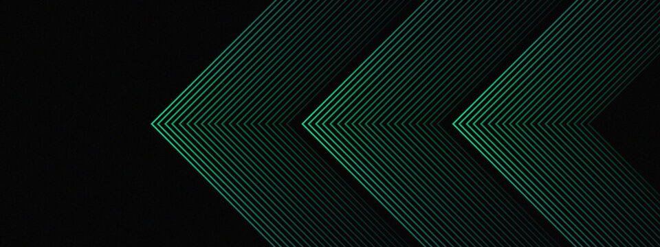 Abundant Neon Green Arrow Lines Motion Background on Black Background