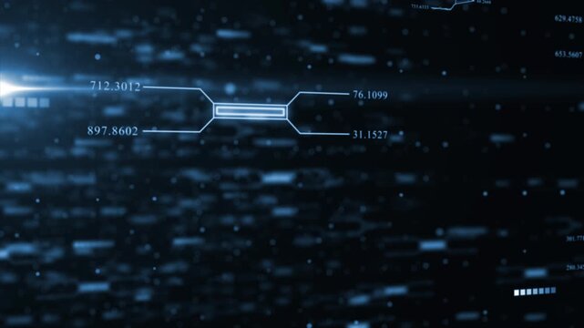 Royal blue color 3d digital data flow big data binary code matrix hi-tech design dark technology background
