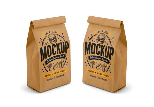 Paper Food Packaging Bags Mockup