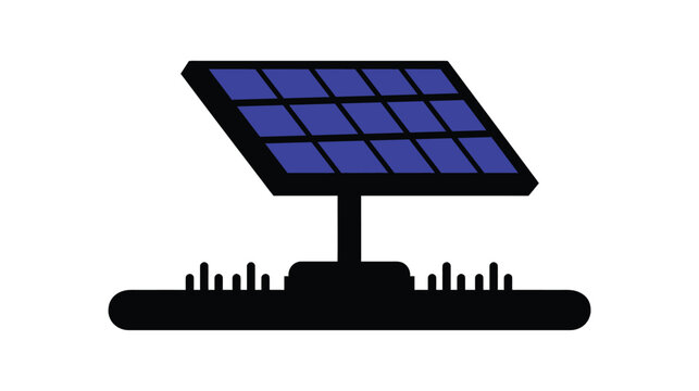 Solarpanel icon graphic featuring small green grass tufts