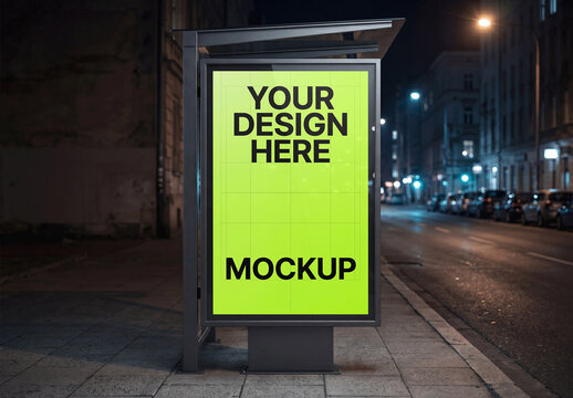 Billboard Bus Stop Mockup