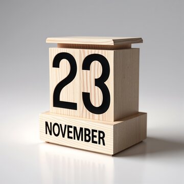 Wooden block calendar showing the date november 23rd
