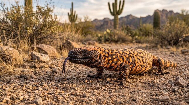 gila monster flicking forked tongue