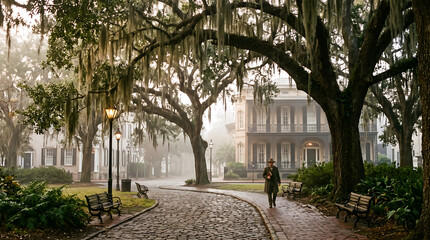 Obraz premium Spanish Moss Oak Trees, Savannah Georgia