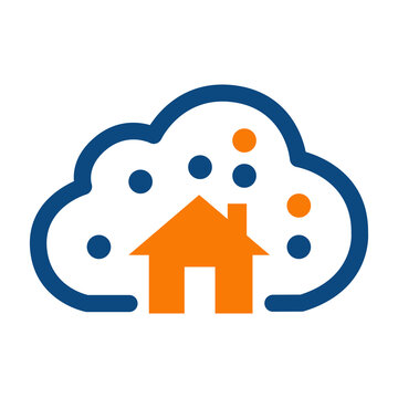 Smart Cloud House Network System Logo Vector Illustration
