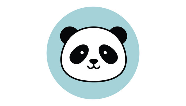 Cute round panda face illustration with black and white features set inside a light blue circular badge on a plain background.