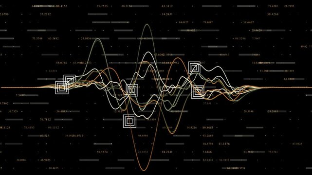 colourful moving graph with binary code hi-tech design share market and business analysis background  
