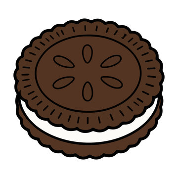 Chocolate sandwich cookie with cream vector illustration