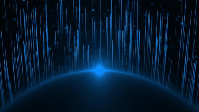 Royal blue color particle 3d luxurious rising lines futuristic design award stage background