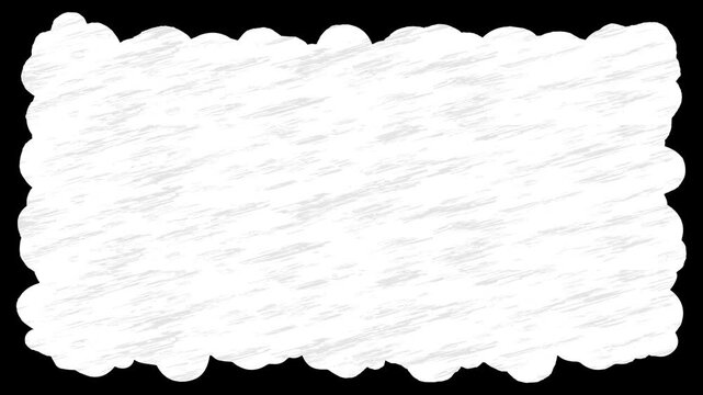 Grunge white paint label visual rough scribble texture, soft uneven border, and black cutout background. text overlays, video titles, social media captions, comic bubbles, and motion graphics.