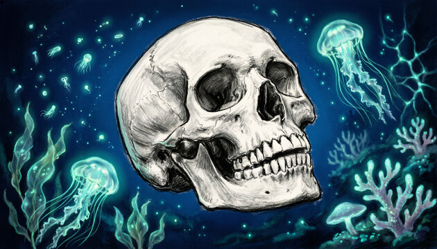 skull with bioluminescence