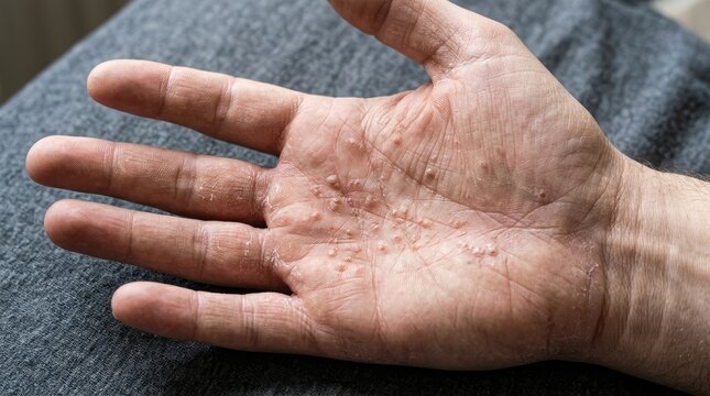 Human Hand with Skin Condition, Eczema, or Dermatitis Symptoms