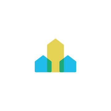 Minimal geometric home building logo design