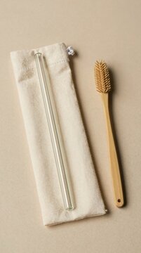 Reusable Glass Straw Cleaning Set with Fabric Pouch