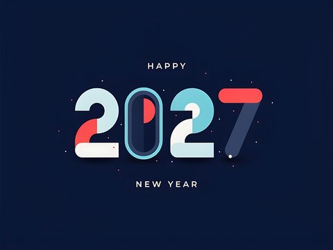 Happy New Year 2023 Celebration Greeting Card with Modern Digital Style and Colorful Numbers on Dark Background