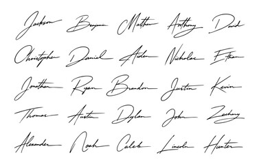 Obraz premium Handwritten scribble fake signature in ink, abstract autograph, business documentation lettering